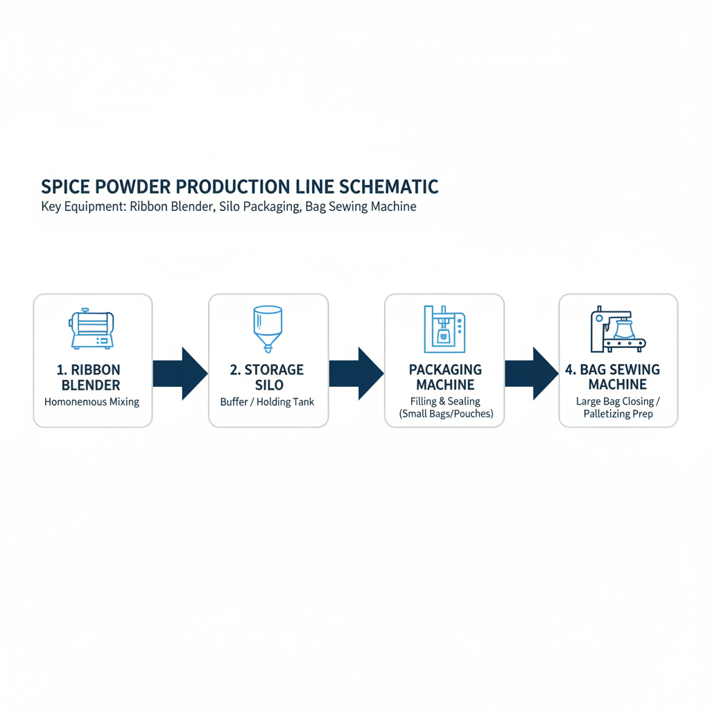 Linha de mistura e embalagem de pó